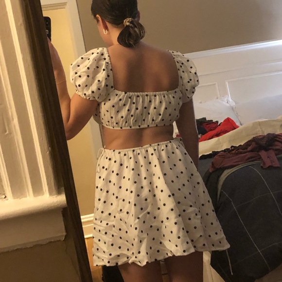 White and Black Polka Dot Dress - Picture 2 of 3